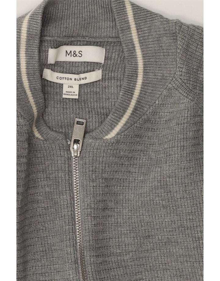 Pulover cardigan cu fermoar complet pentru bărbați Marks & Spencer, bumbac gri 2XL