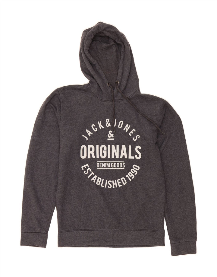 JACK & JONES Mens Graphic Hoodie Jumper Medium Grey Cotton Vintage Jack & Jones and Second-Hand Jack & Jones from Messina Hembry 