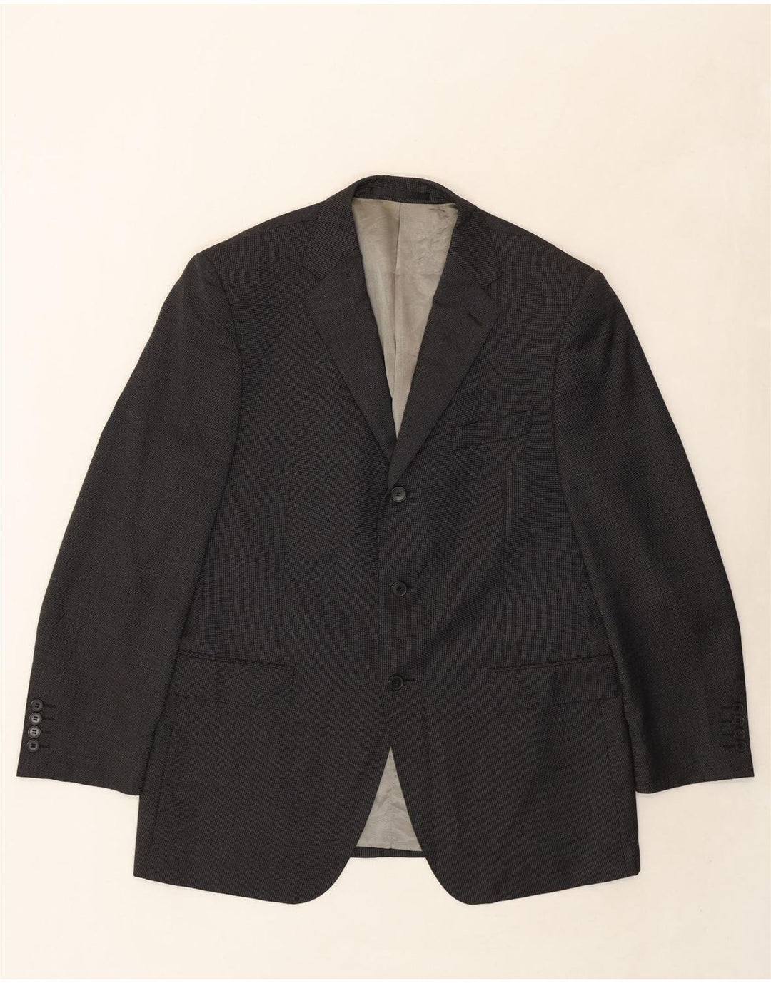 MARKS & SPENCER Mens 3 Button Blazer Jacket UK 42 XL Grey Wool Vintage Marks & Spencer and Second-Hand Marks & Spencer from Messina Hembry 