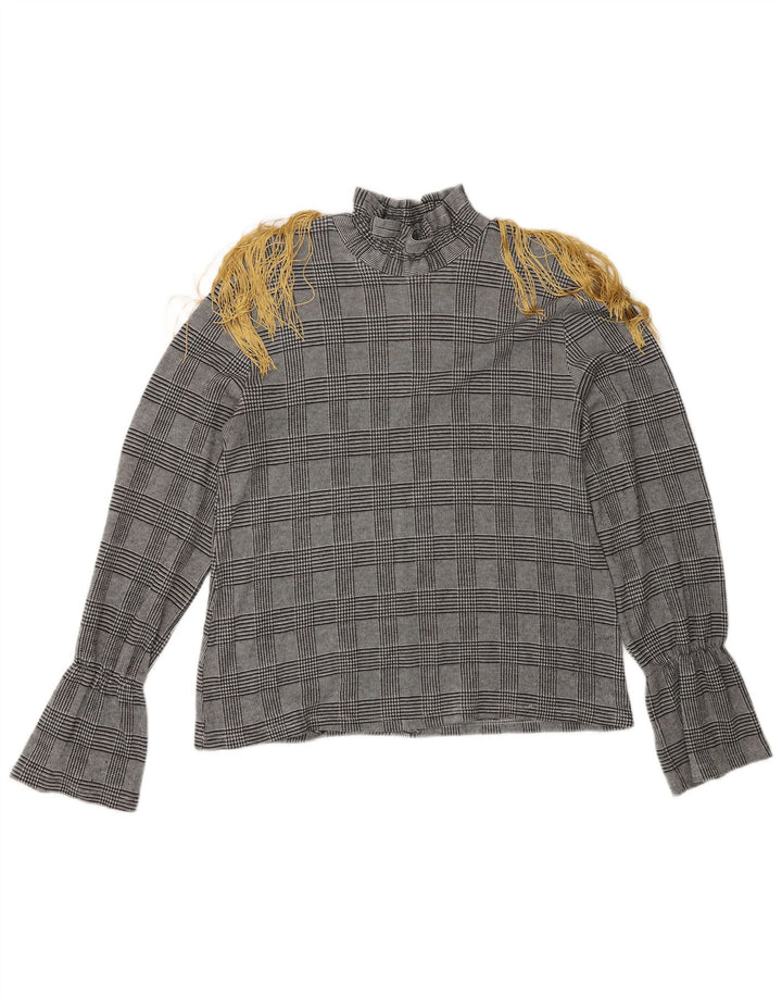 Bluză cu mânecă lungă pentru femei Zara UK 12 Medium Gri Classic Check