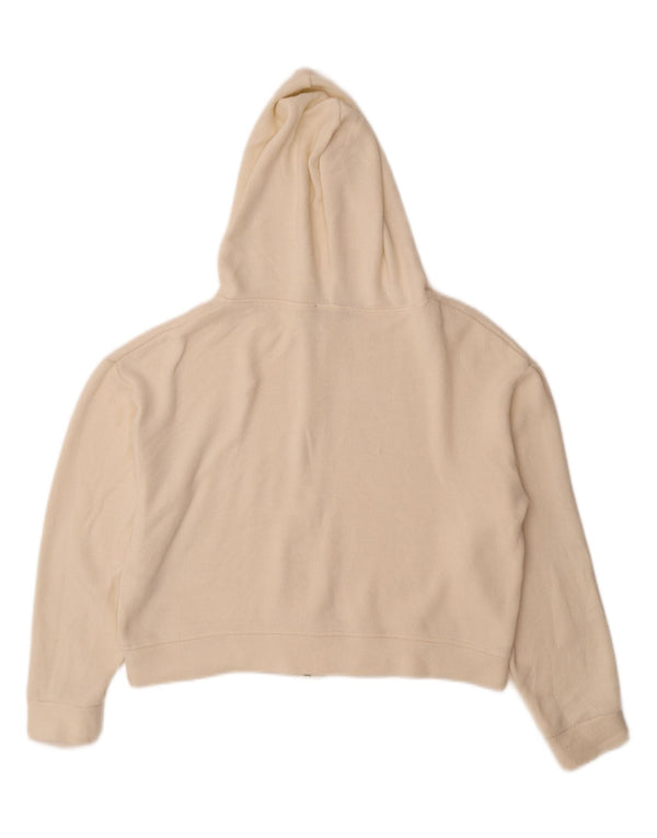 Pulover Zara pentru femei Crop Zip Hoodie UK 14 Medium White Viscose