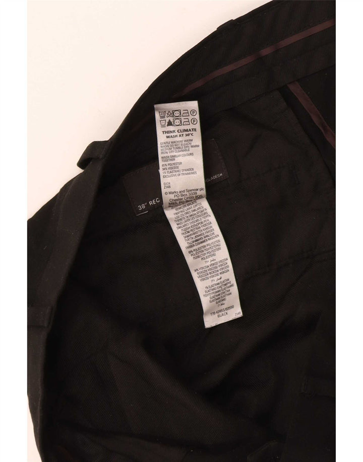 Marks & Spencer Pantaloni de costum slim pentru bărbați L38 L28 Poliester negru