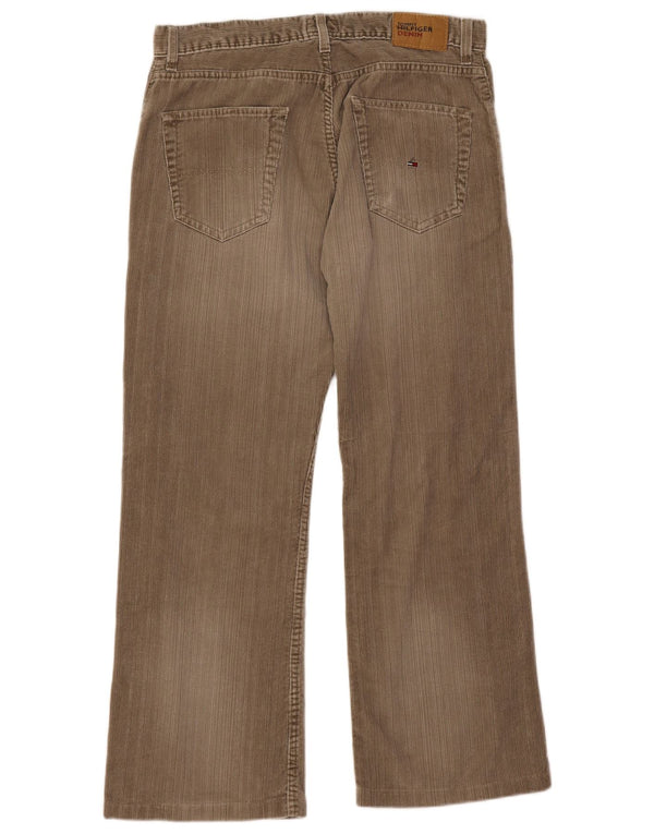 Pantaloni pentru bărbați Tommy Hilfiger Bootcut din velur L33 L28, bumbac maro