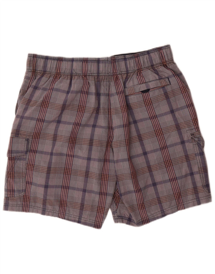 Marks & Spencer Pantaloni scurți de înot cargo pentru bărbați, bumbac cu carouri mari, gri