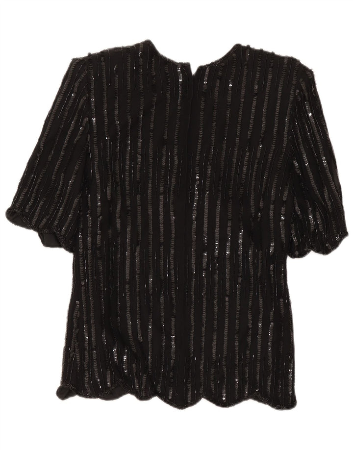 Bluză de seară pentru femei Frank Usher Top UK 10 Small Black Paisley Silk