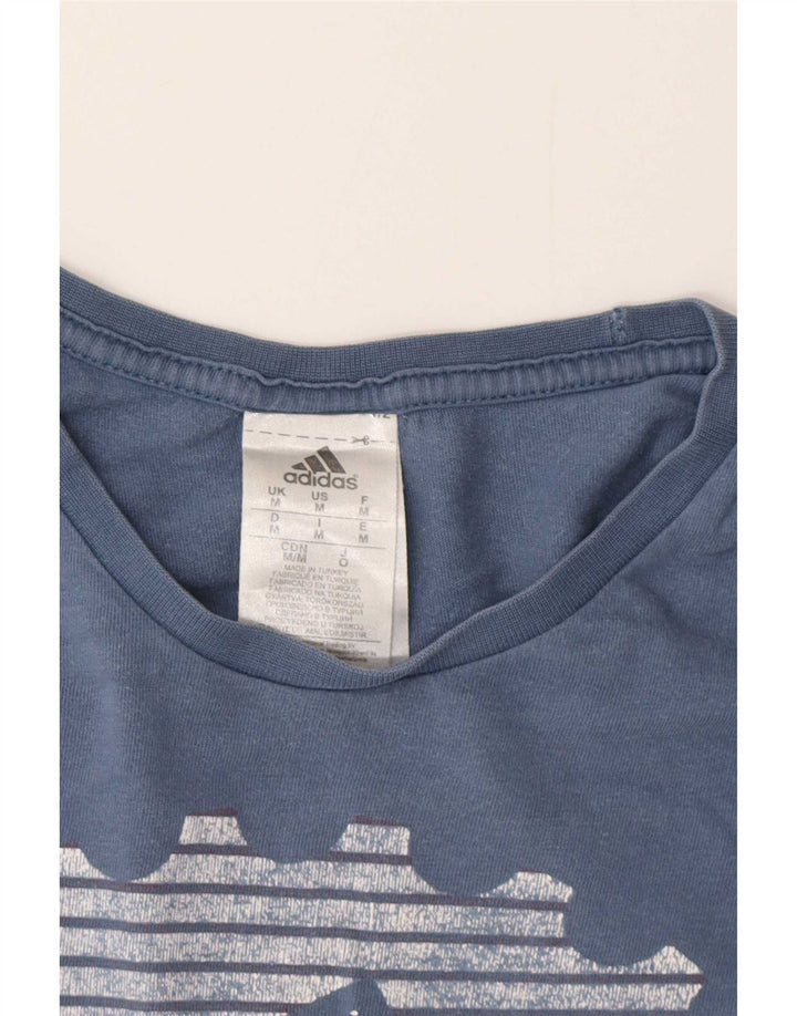 Tricou grafic pentru bărbați Adidas Top, bumbac albastru mediu