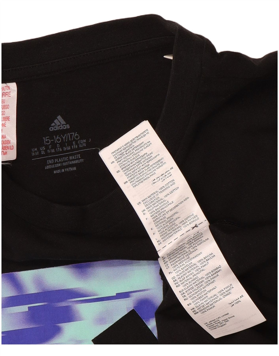 Tricou grafic Adidas pentru băieți Top 15-16 ani negru