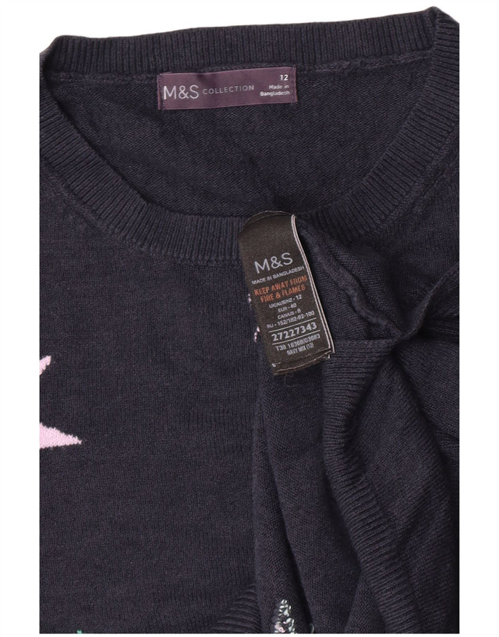 Pulover pentru femei Marks & Spencer cu decolteu triplu UK 12 Medium Bleumarin