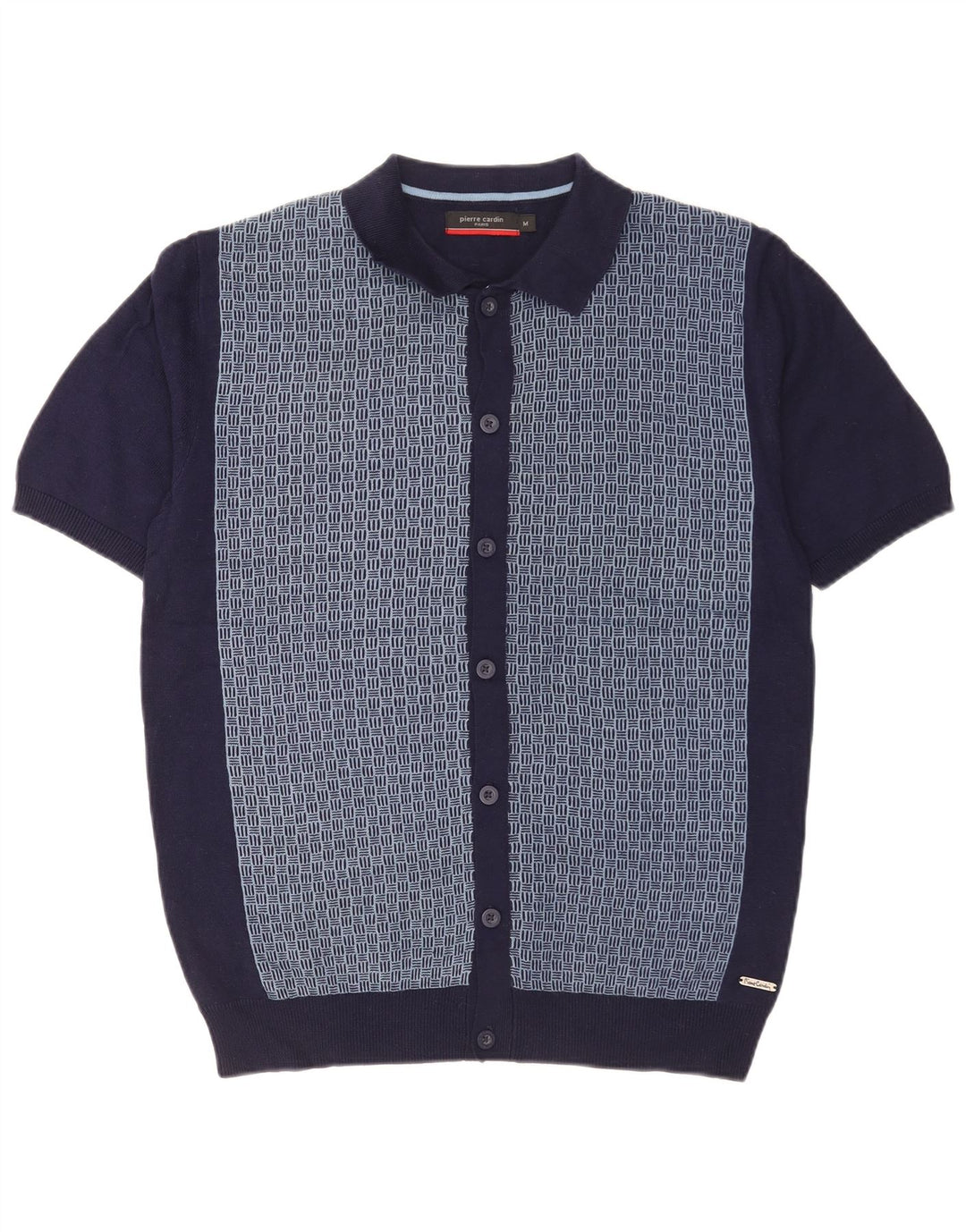 Cămașă din tricot cu mânecă scurtă pentru bărbați Pierre Cardin, albastru marin mediu geometric