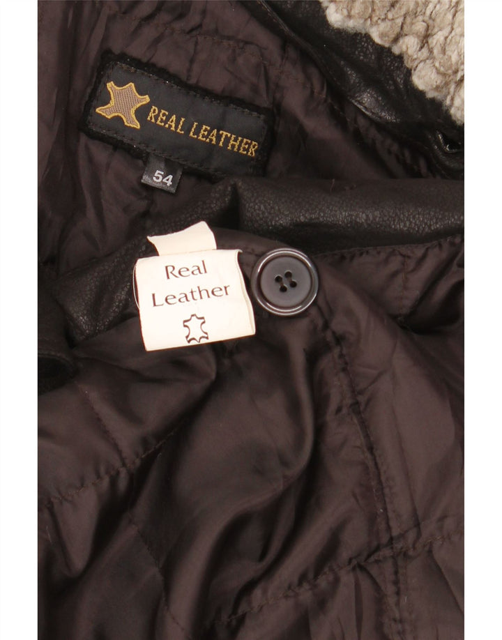 Palton din piele vintage pentru bărbați IT 54 2XL din piele neagră