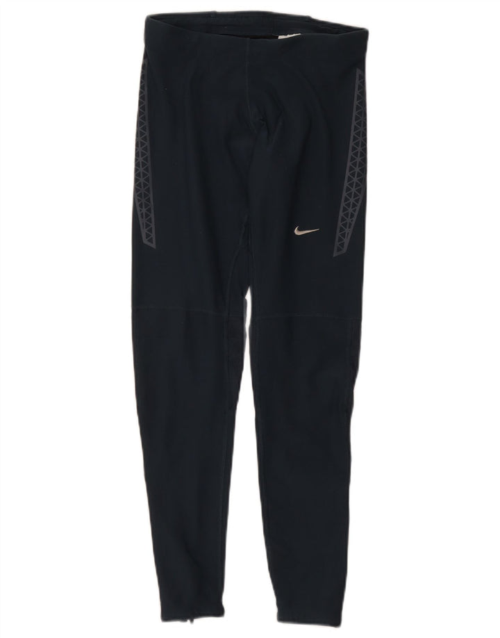 Leggings Nike Womens Dri Fit UK 12 Medium Bleumarin Geometric Poliester