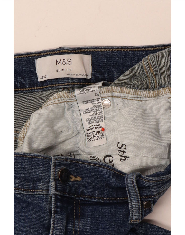 Blugi subțiri pentru bărbați Marks & Spencer W36 L31 Bumbac albastru