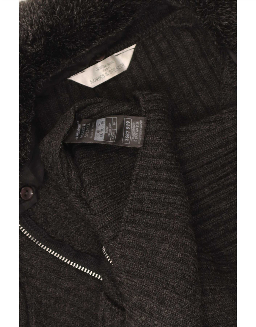 Pulover cardigan pentru femei Marks & Spencer UK 12 Medium Gri Acrilic