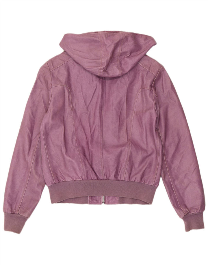 BATA AND MORE Jachetă cu glugă pentru femei UK 12 Medium Purple Leather