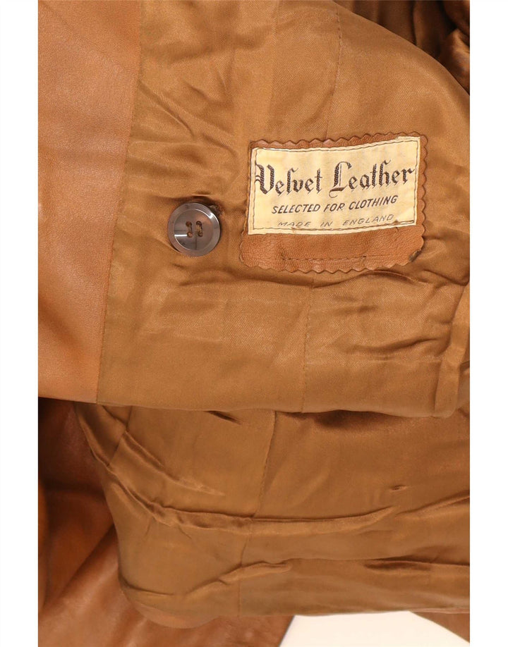 Jachetă de piele vintage pentru femei UK 14 maro mediu