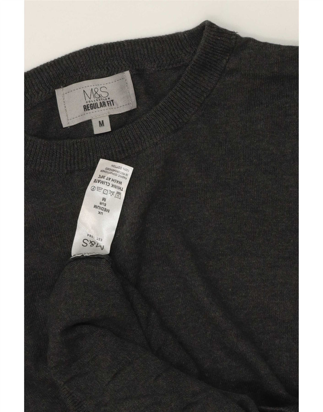 Pulover pentru bărbați Marks & Spencer, cu formă obișnuită, cu gât de barcă, gri mediu