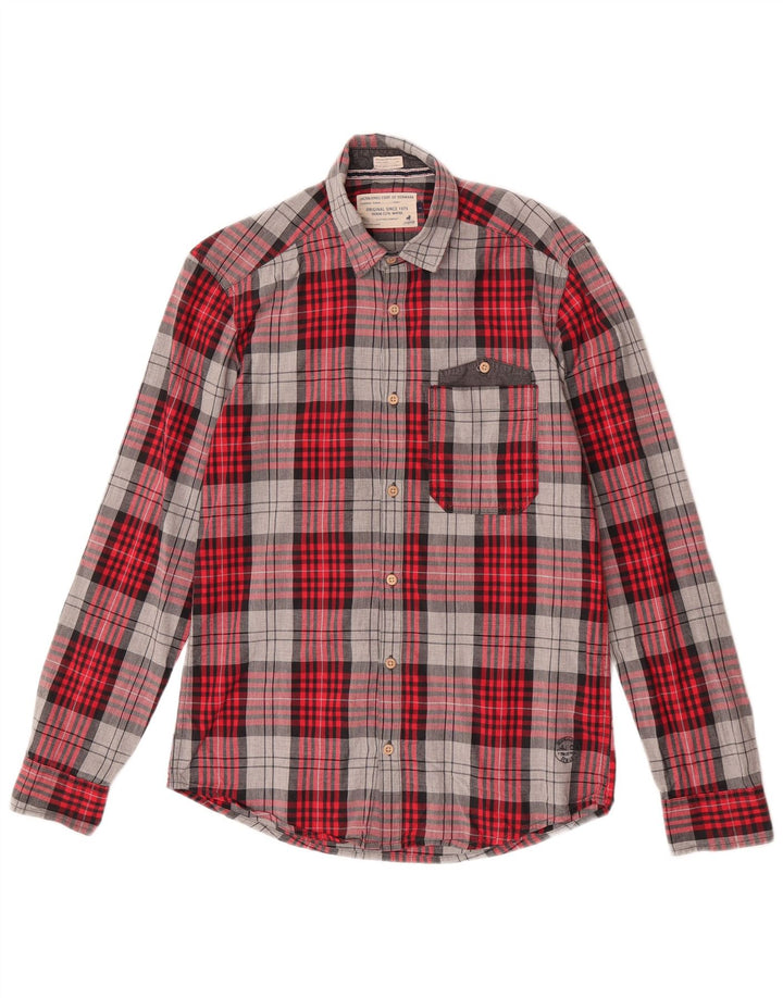 Cămașă de flanel Jack & Jones pentru bărbați, bumbac cu carouri mici, roșii