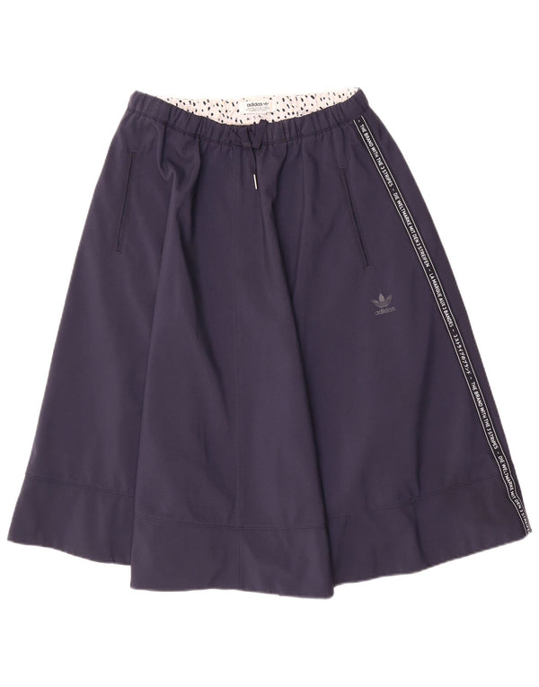 ADIDAS Womens Graphic Flared Skirt UK 8 Small W28  Navy Blue Nylon