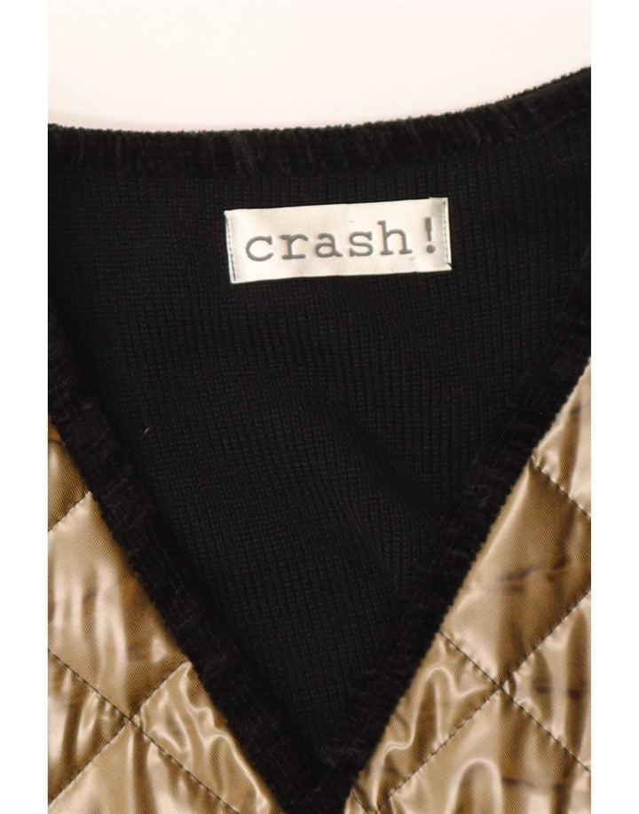 Crash Jachetă matlasată pentru femei UK 14 Large Gold Colourblock