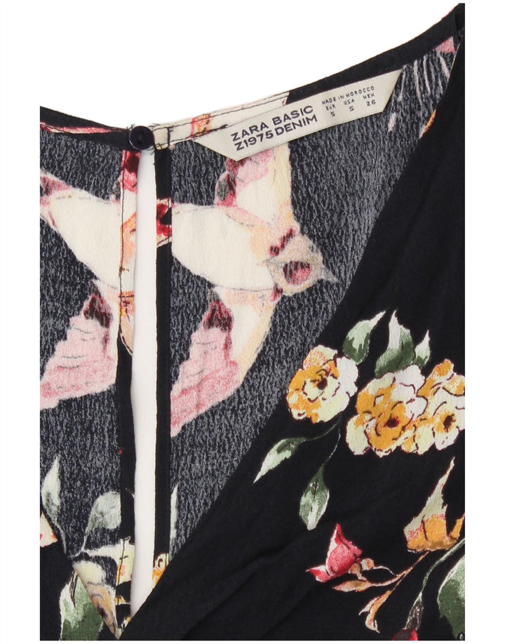 Costum pentru femei Zara UK 10 Small Black Floral Viscose