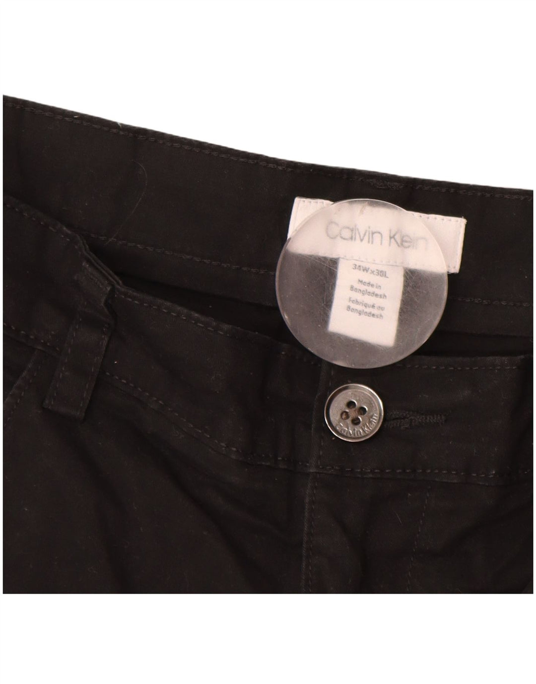 Pantaloni casual drepti pentru bărbați CALVIN KLEIN L34 L30 bumbac negru