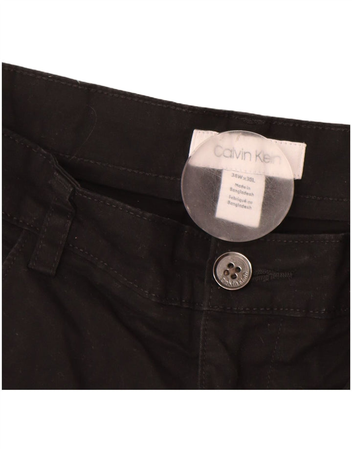 Pantaloni casual drepti pentru bărbați CALVIN KLEIN L34 L30 bumbac negru