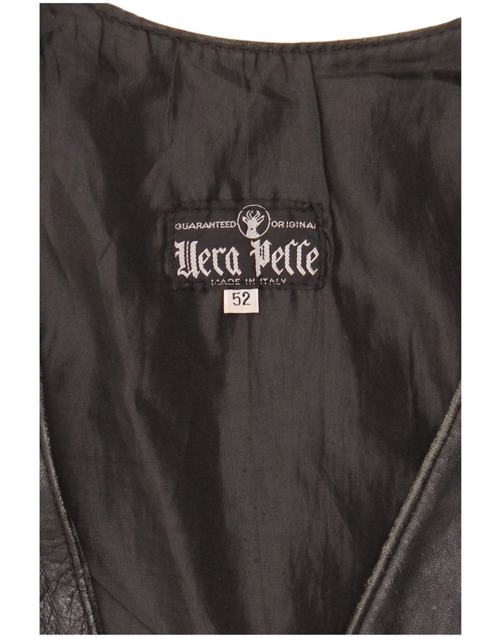 Vestă din piele pentru bărbați VINTAGE IT 52 din piele neagră mare