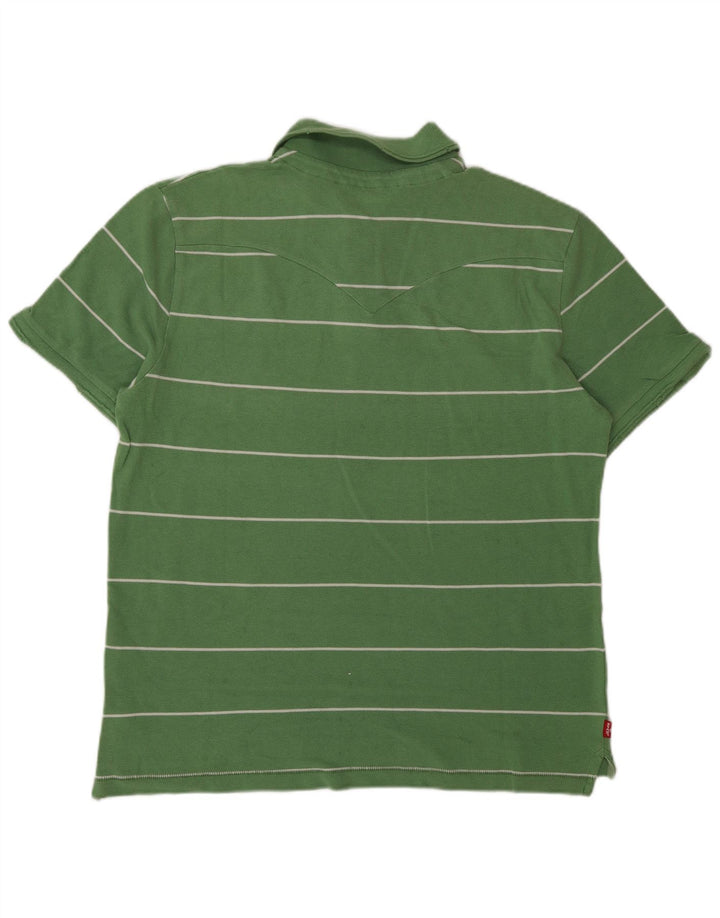 Tricou polo cu grafic pentru bărbați Levi's, bumbac cu dungi verzi mari