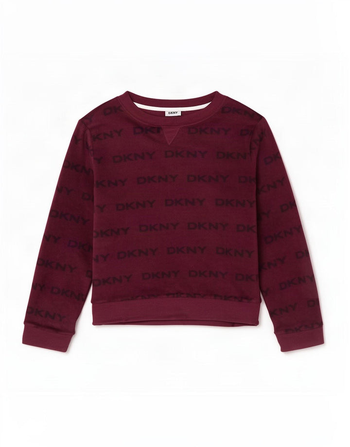 Dkny Top grafic pentru femei cu mânecă lungă UK 18 XL Maroon Poliester