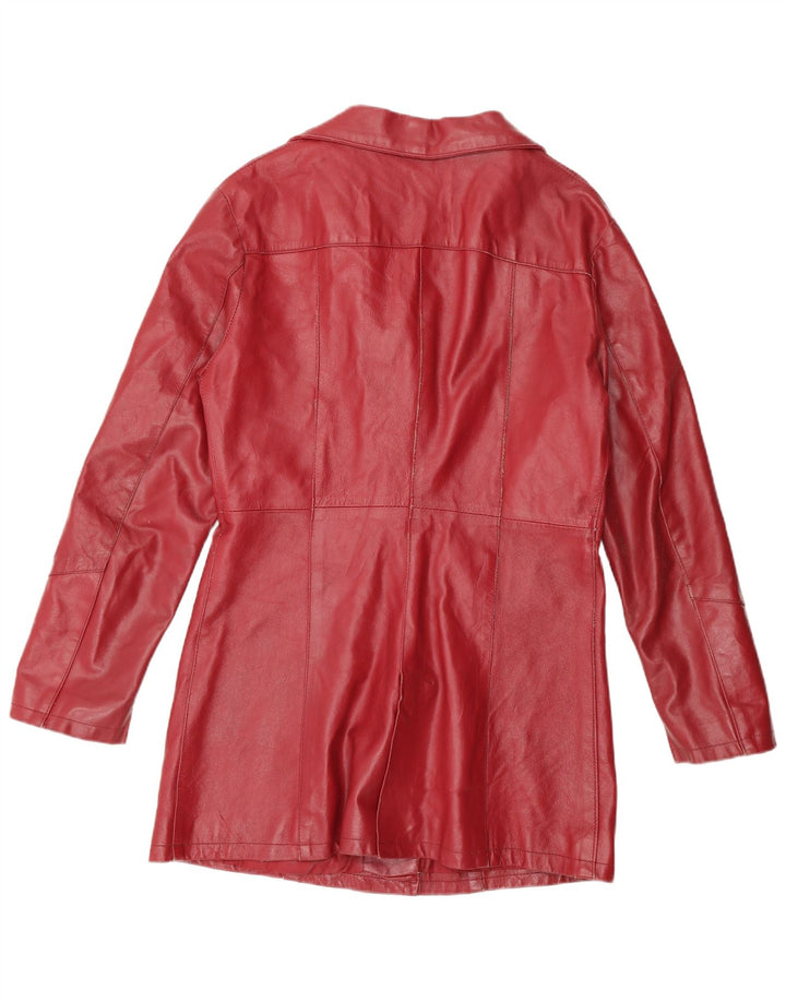 Palton din piele vintage pentru femei UK 18 XL din piele roșie