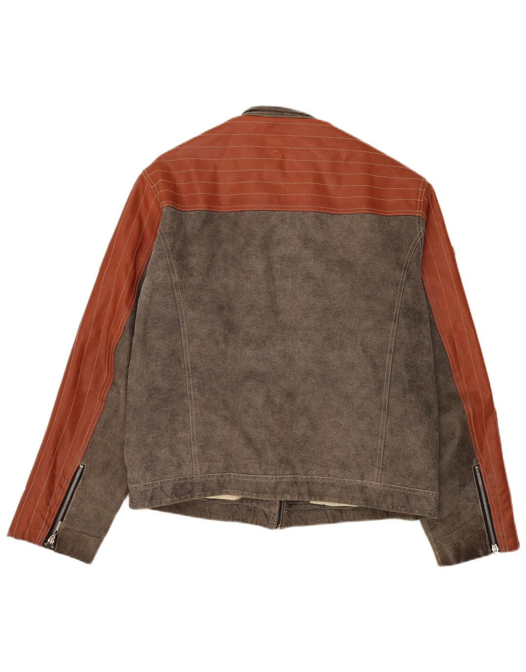 Geaca de piele intoarsa pentru barbati Tom Tailor UK 44 2XL maro din piele color bloc
