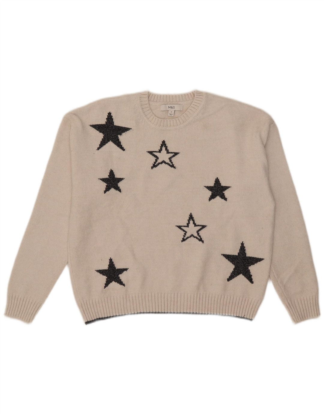 Pulover pentru femei Marks & Spencer cu decolteu triplu UK 14 Medium Off White