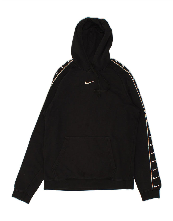 Pulover NIKE pentru bărbați cu glugă grafic, bumbac mediu negru