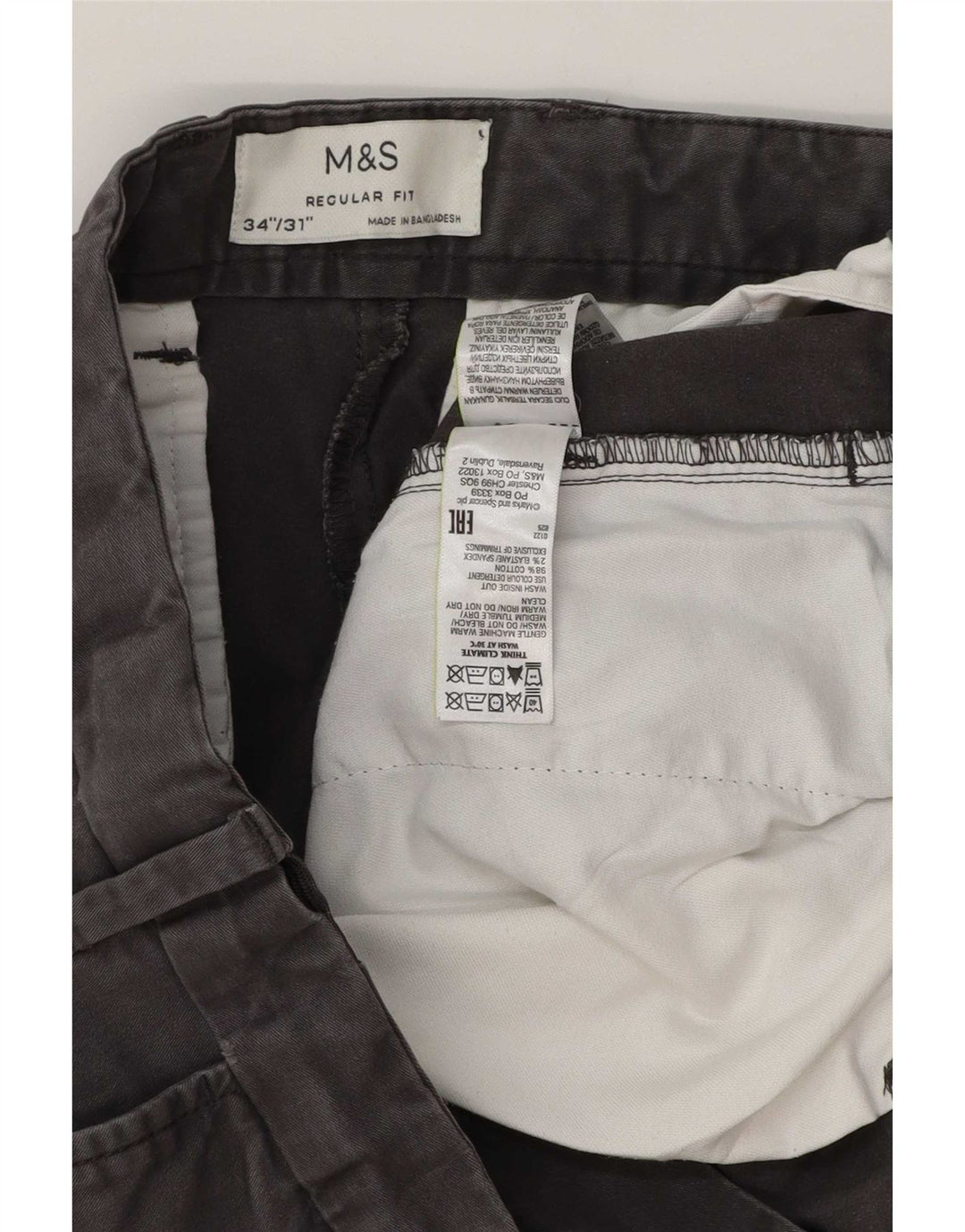 Pantaloni chino pentru bărbați Marks & Spencer, cu ajustare normală, L34 L30, bumbac gri