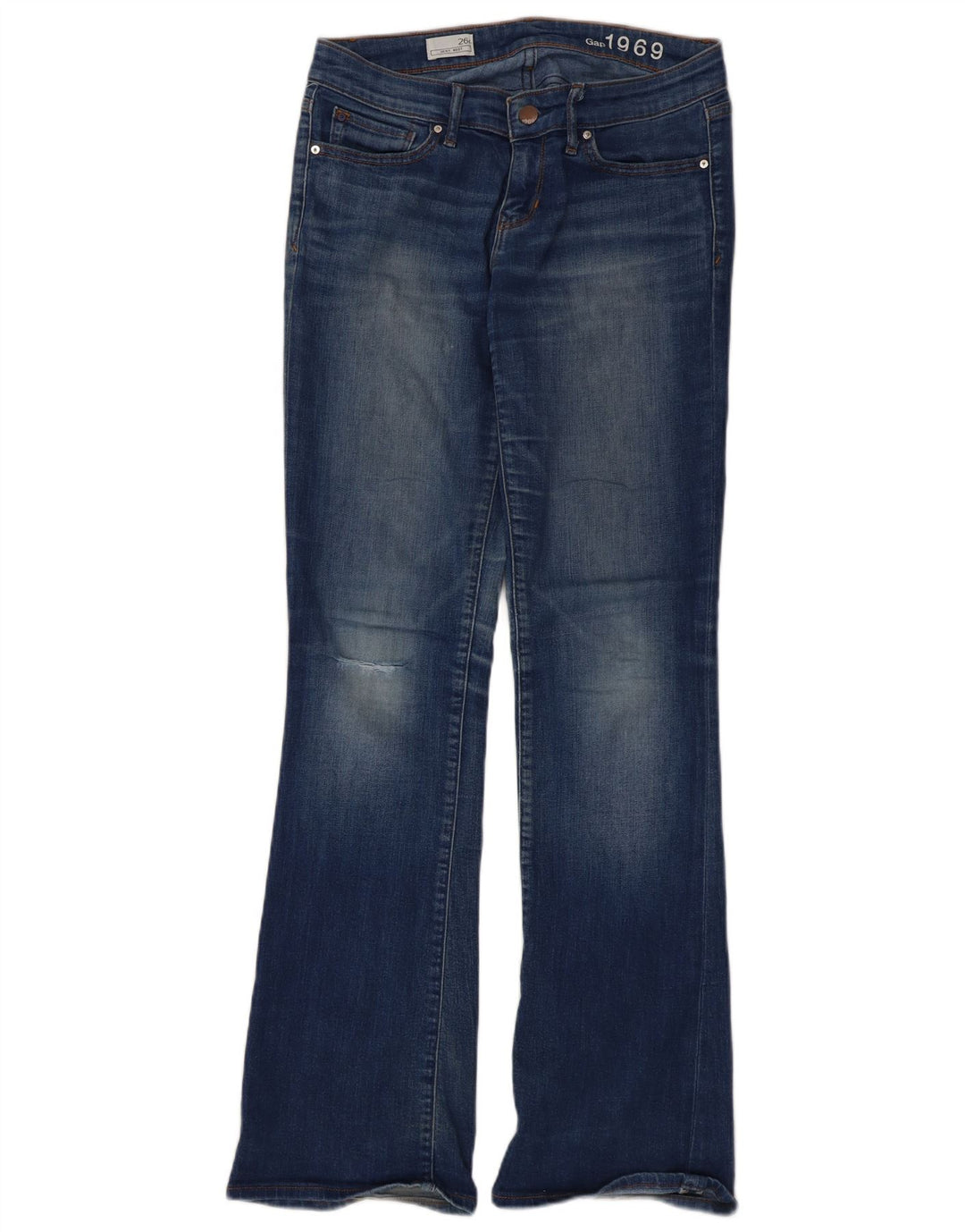 Gap Blugi de damă, sexi, distressed bootcut W26 L31, bumbac albastru