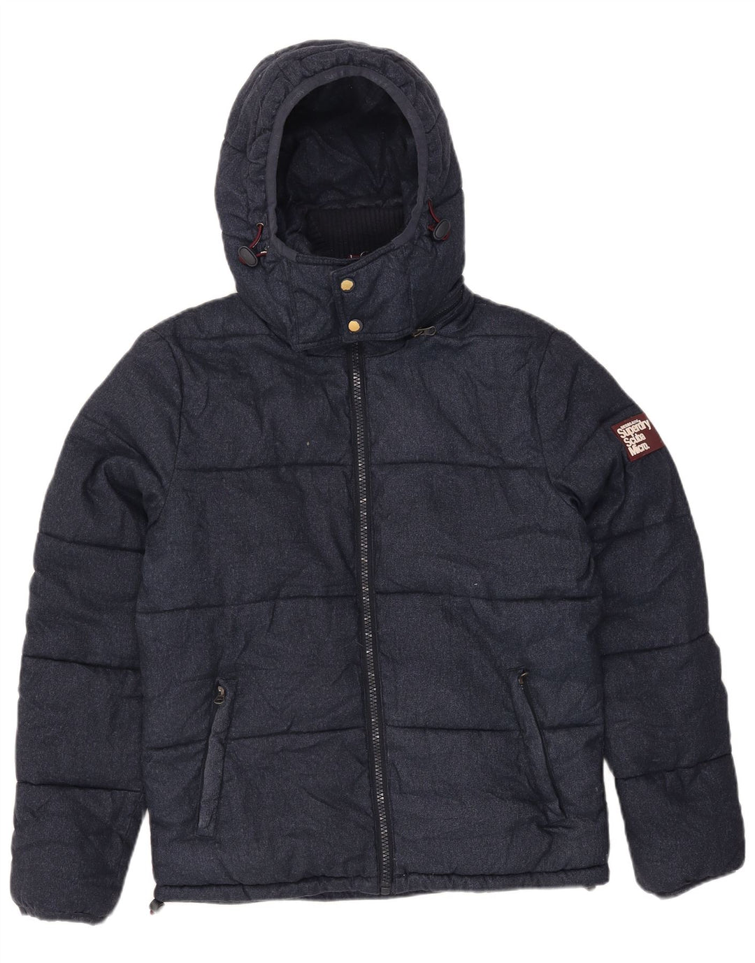 Jachetă căptușită cu glugă Superdry pentru bărbați UK 40 mare, albastru bleumarin, poliester