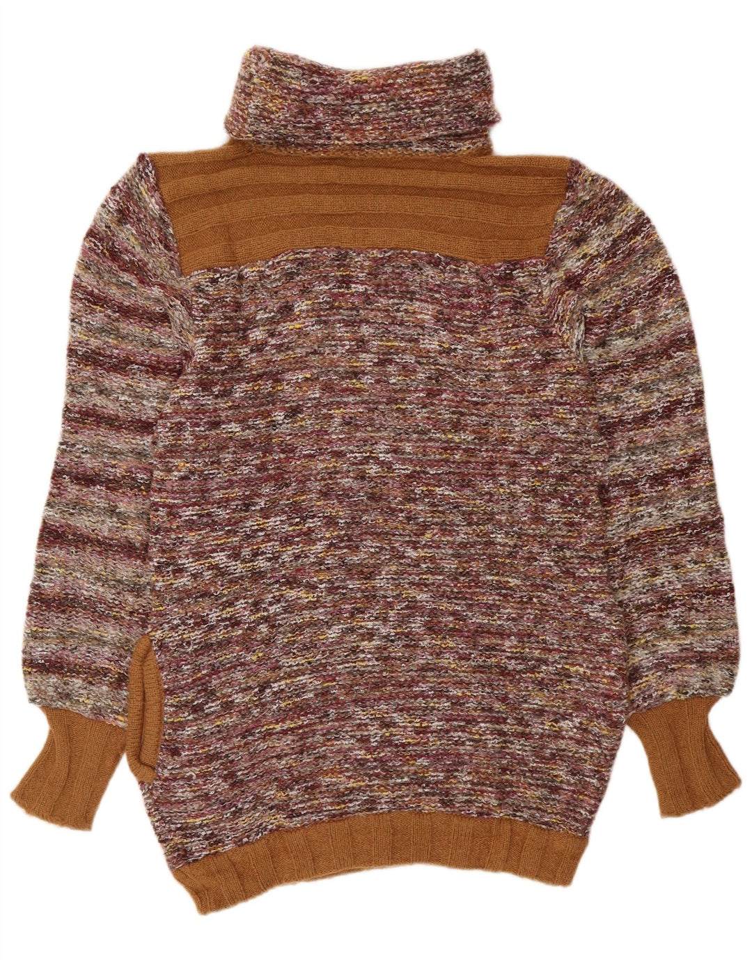 VINTAGE Pulover cu gât rulat pentru femei UK 14 Mediu cu dungi multicolore