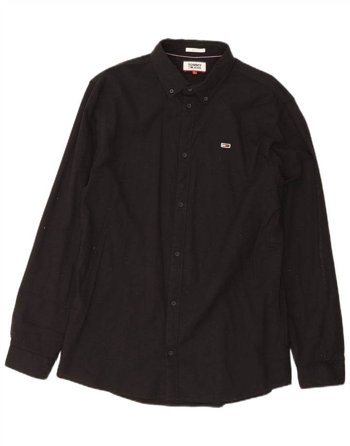 Cămașă pentru bărbați Tommy Hilfiger Slim Fit, mare, negru, bumbac