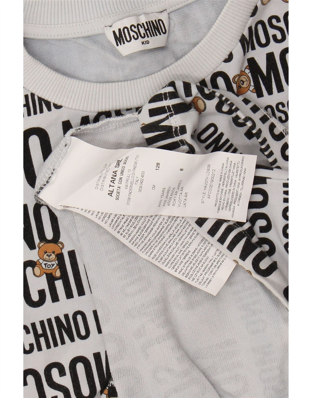 Tricou grafic pentru fete MOSCHINO Top 7-8 ani bumbac gri