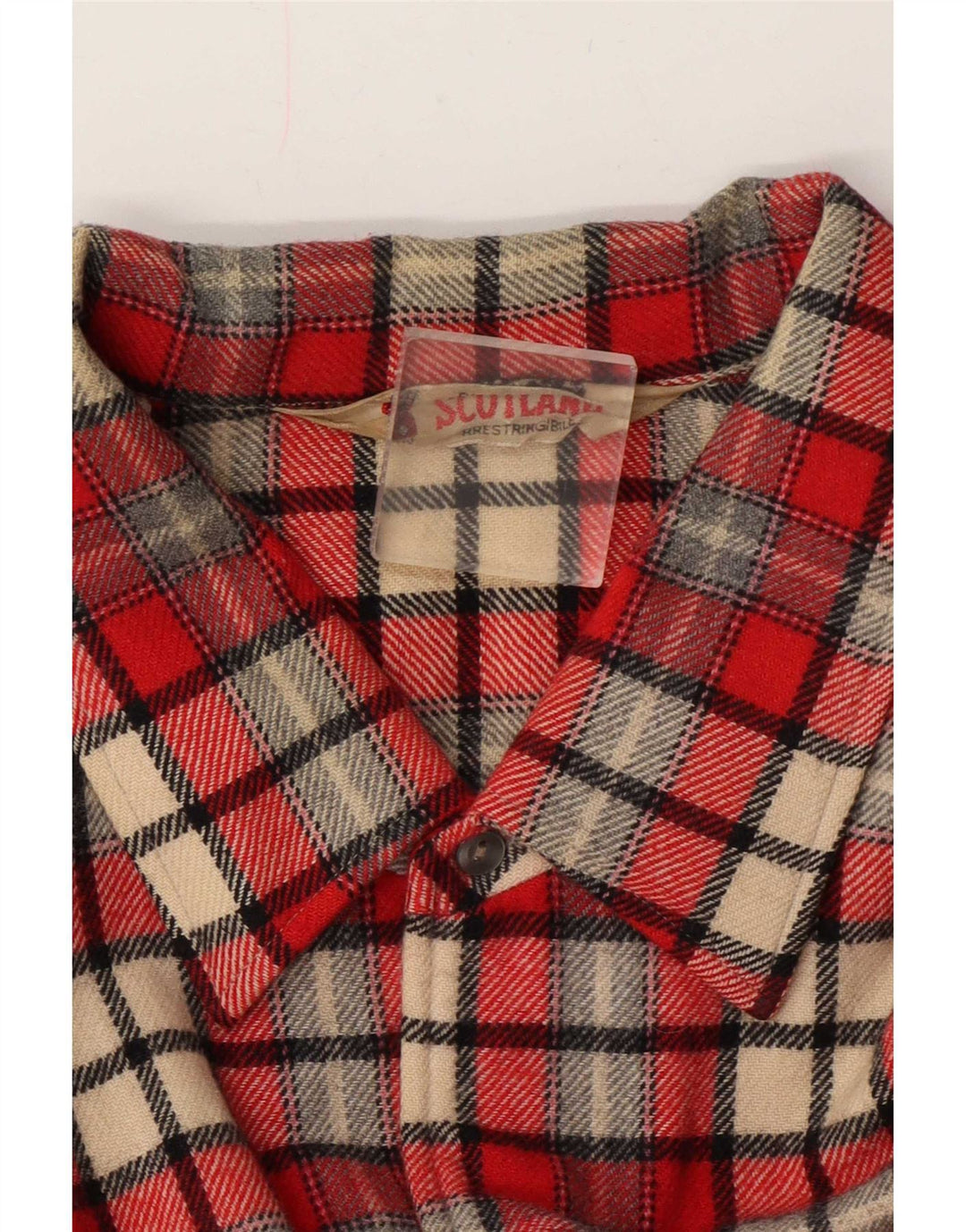 Cămașă Vintage pentru bărbați de flanel XL Lână roșie cu carouri