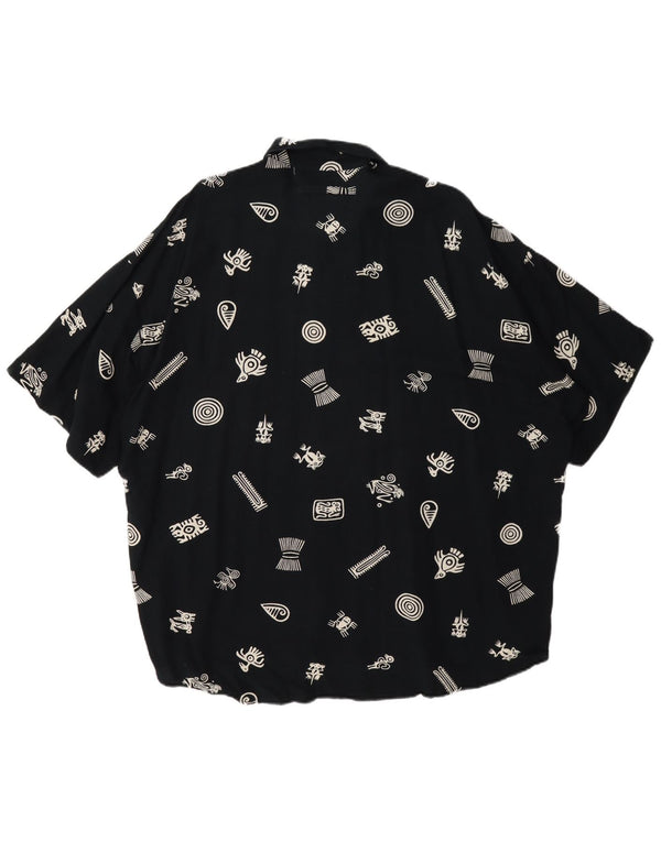 Haupt Mens Abstract Pattern Short Sleeve Shirt UK 45/46 2XL Navy Blue