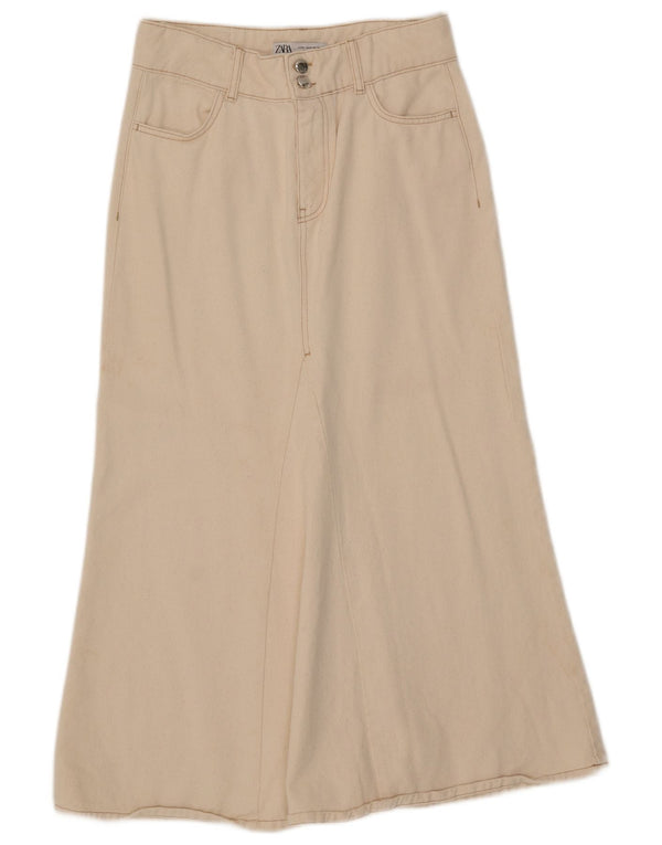 Fusta Midi pentru Damă Zara Medium W29 Bej Bumbac