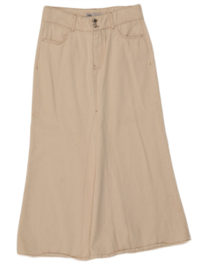 Fusta Midi pentru Damă Zara Medium W29 Bej Bumbac