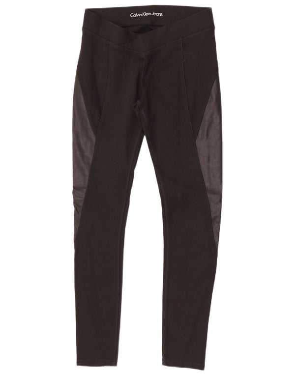 Calvin Klein Jeans Leggings cu grafică pentru femei UK 10 Small Black Colorblock