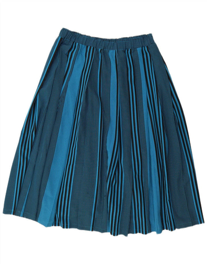 Fusta plisată pentru femei VINTAGE IT 44 Medium W32 Poliester cu dungi albastre