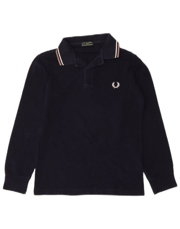 Cămașă polo cu mânecă lungă pentru băieți Fred Perry 11-12 ani, bumbac bleumarin