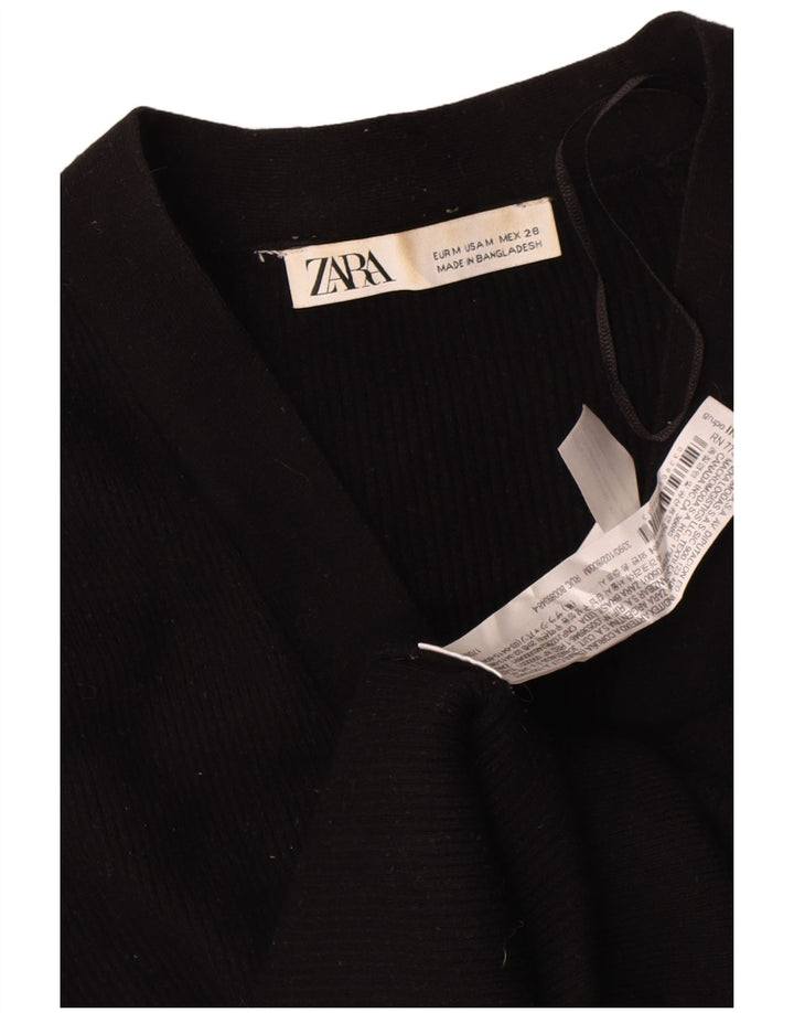 Pulover cardigan pentru femei Zara UK 14 Medium Black Viscose