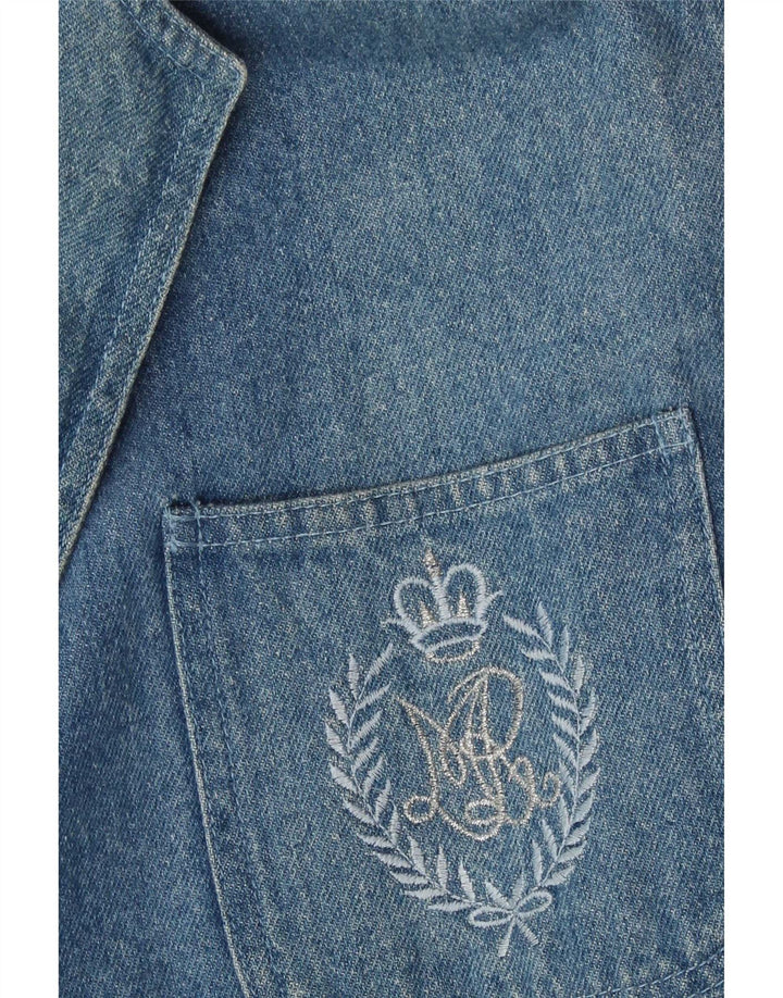 Jachetă vintage pentru femei din denim cu 2 nasturi, UK 18 XL, albastru