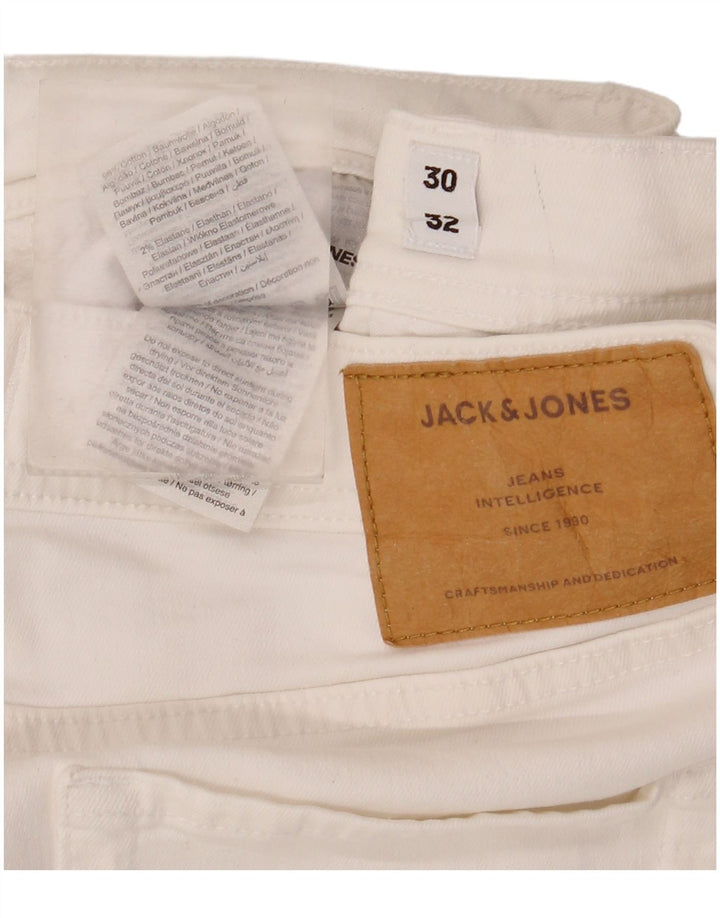 Blugi slim pentru bărbați Jack & Jones W30 L26 bumbac alb