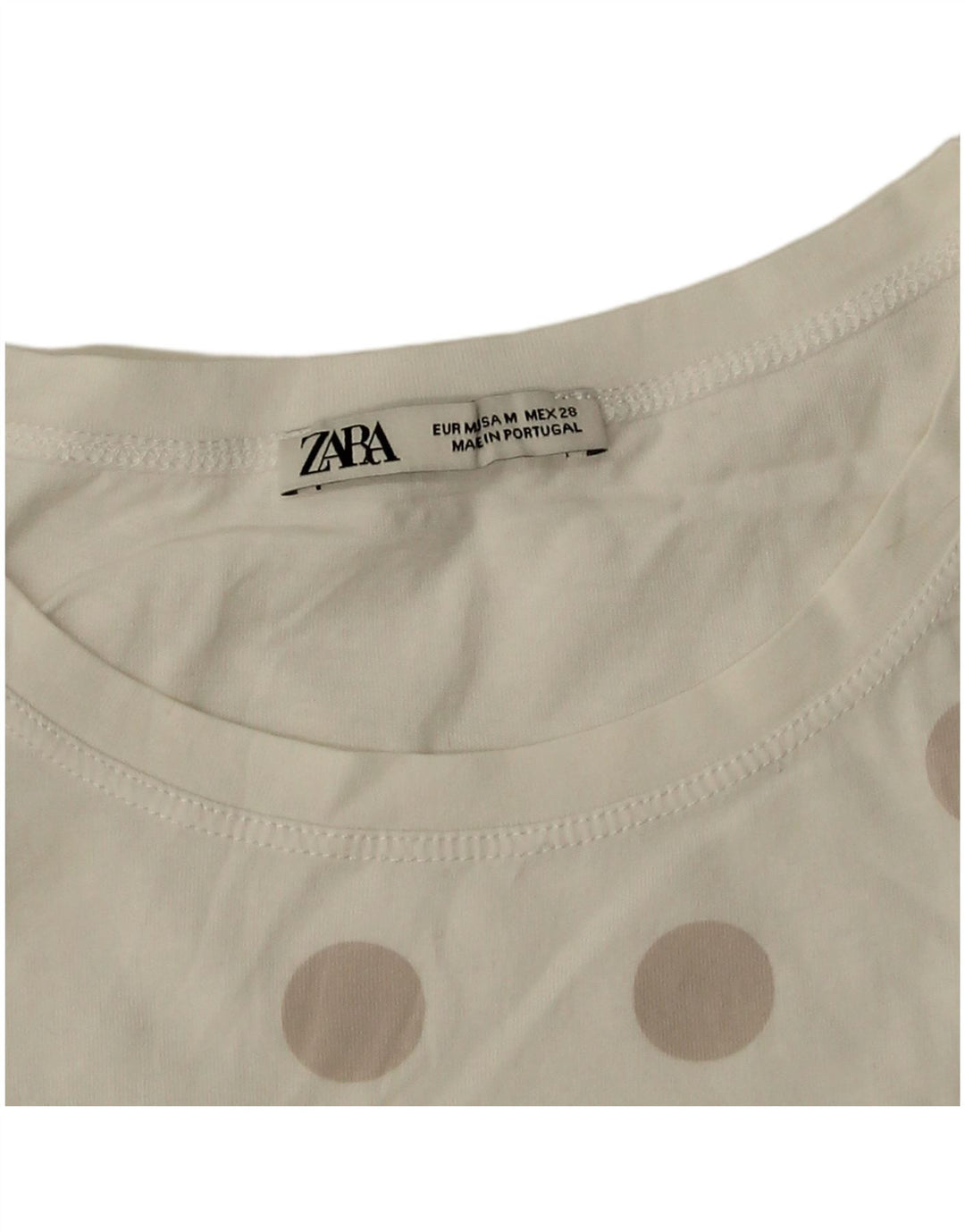 Top tricou pentru femei Zara UK 14 Medium White Polka Dot